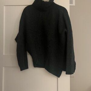 All Saints rolled neck asymmetrical wool sweater